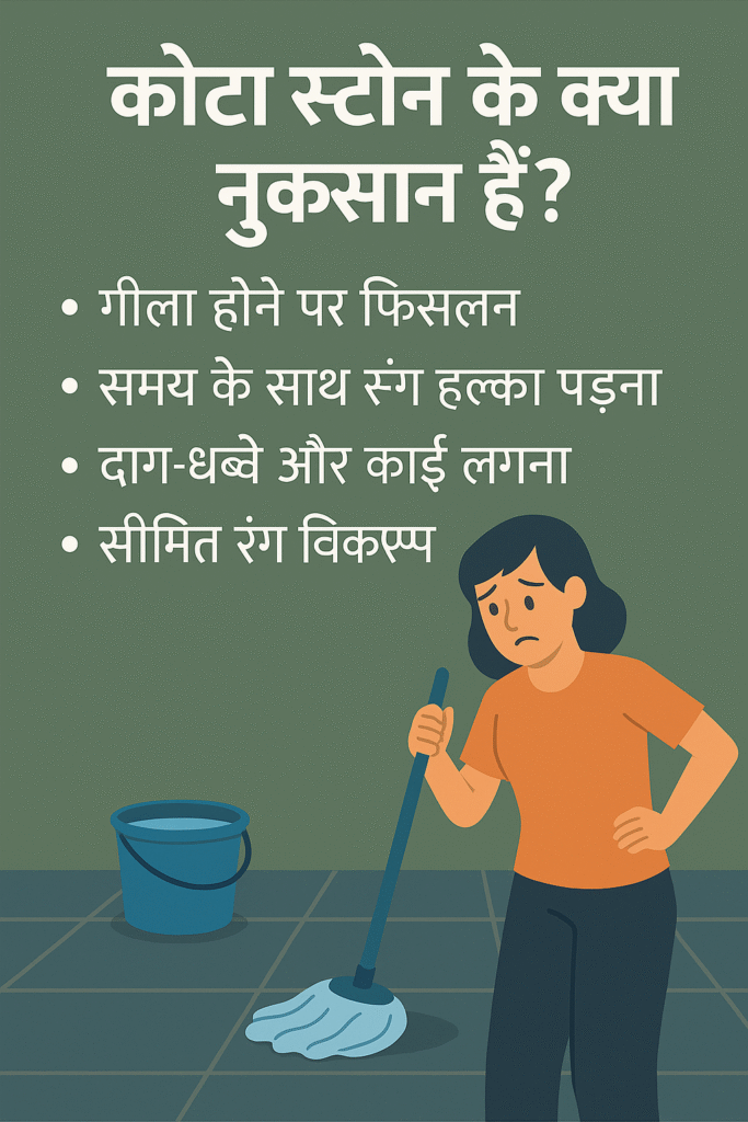 हिंदी में कोटा स्टोन के नुकसान दर्शाने वाली ग्राफिक इमेज