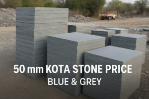 “50 mm Kota stone slabs in blue and grey color, both side natural and semi-polished finish – Price ₹30 to ₹60 per sq. ft.”