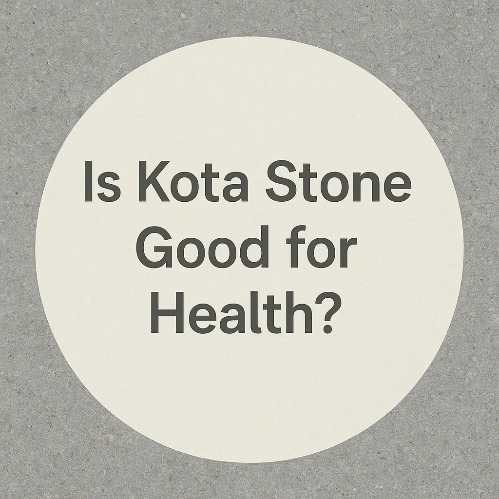 Kota stone health benefits illustrated with text “Is Kota Stone Good for Health?” on a natural stone background