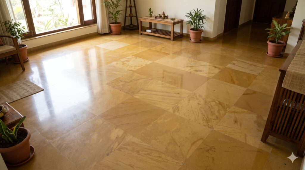 Brown kota stone flooring design