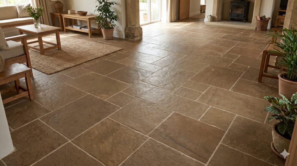 Brown kota stone flooring design